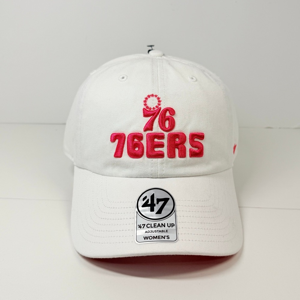 Philadelphia 76ers 47 Brand Clean Up Hat Women OS White NBA Basketball Sporty